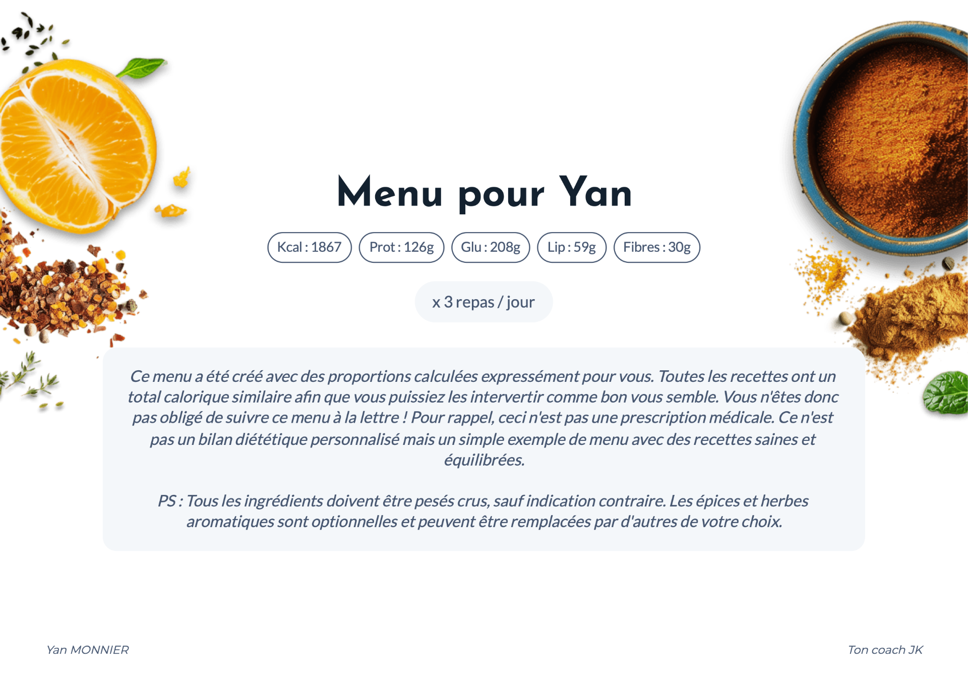 Menu nutritionnel - Couverture