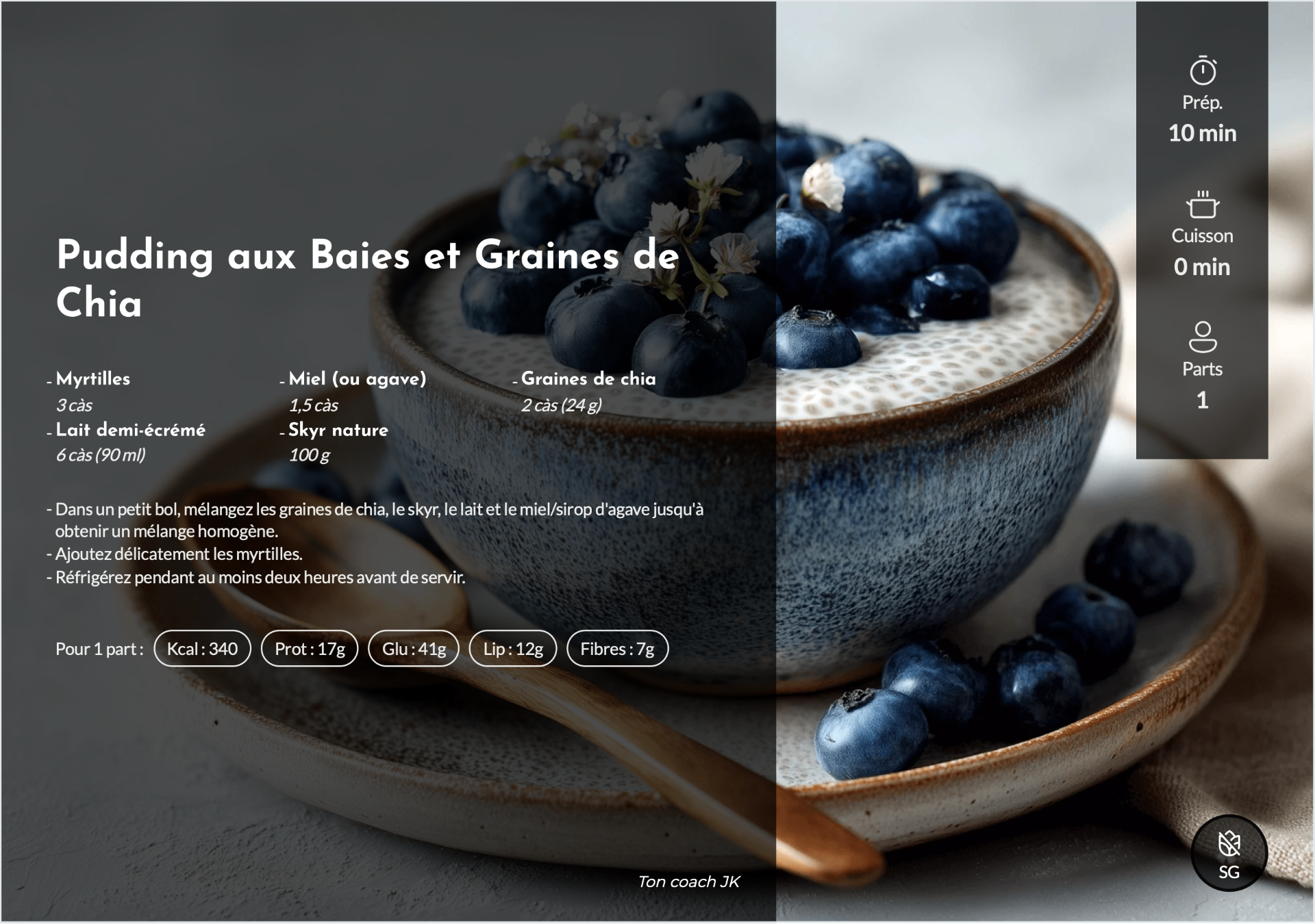 Menu nutritionnel - Pudding aux Baies